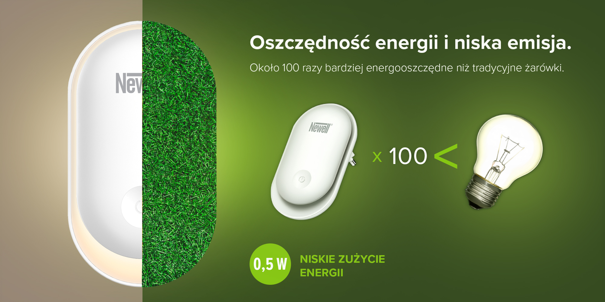 Lampka nocna z czujnikiem zmierzchu Newell Lunova